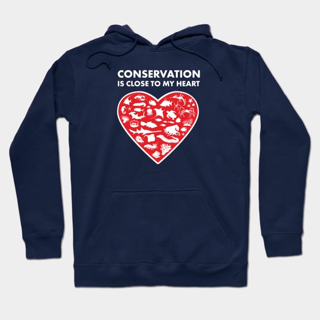 Ocean Animals Conservation Heart Hoodie by Peppermint Narwhal